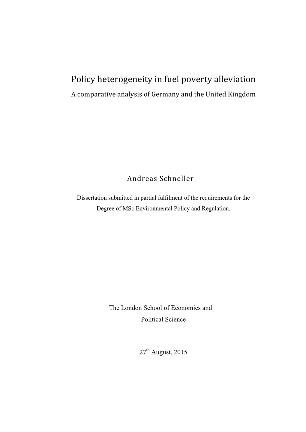 Policy Heterogeneity in Fuel Poverty Alleviation (Dissertation)
