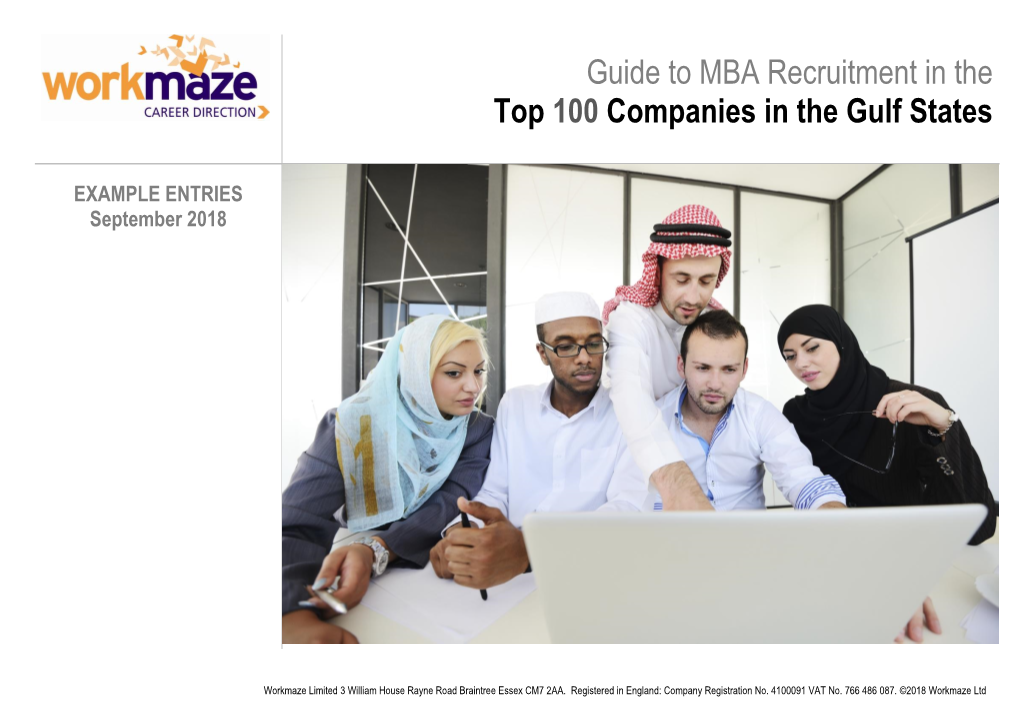 Example Entries from the Guide to MBA Recruitment in the Top 100