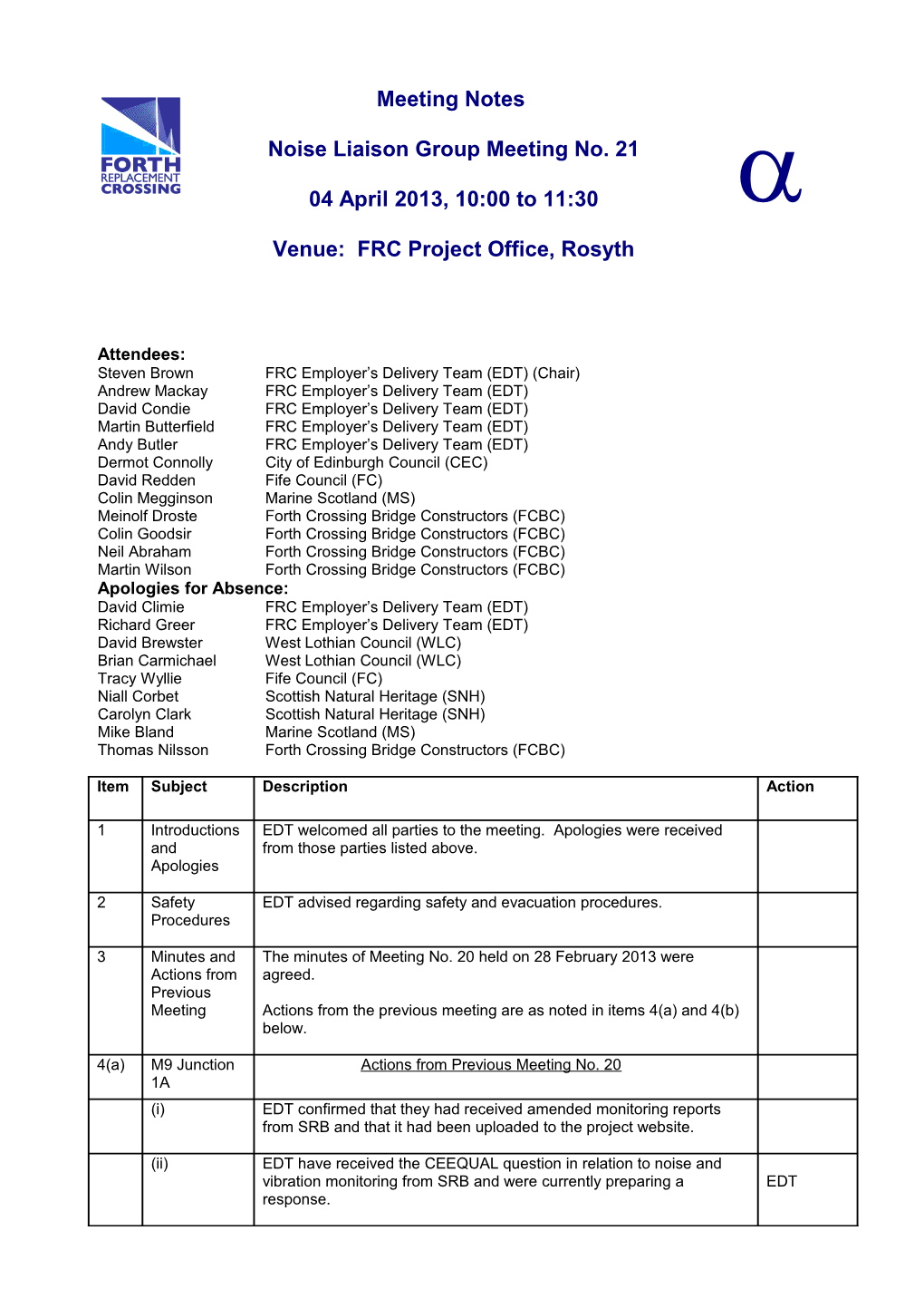 FRC/Traffic Scotland/JAJV Meeting to Discuss CEC Requirements