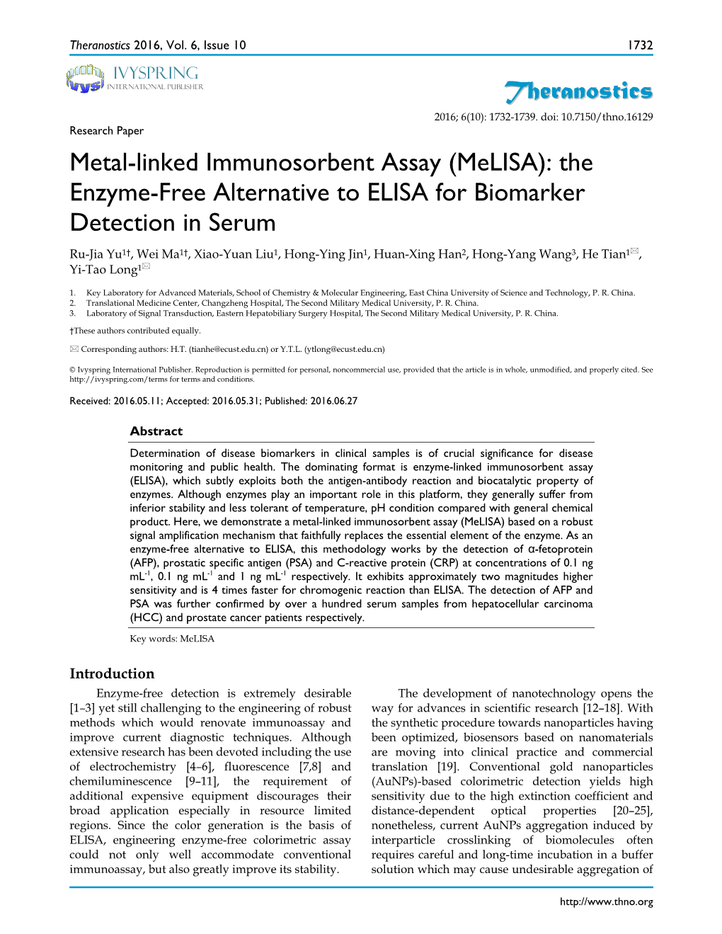 Metal-Linked Immunosorbent Assay (Melisa): the Enzyme-Free