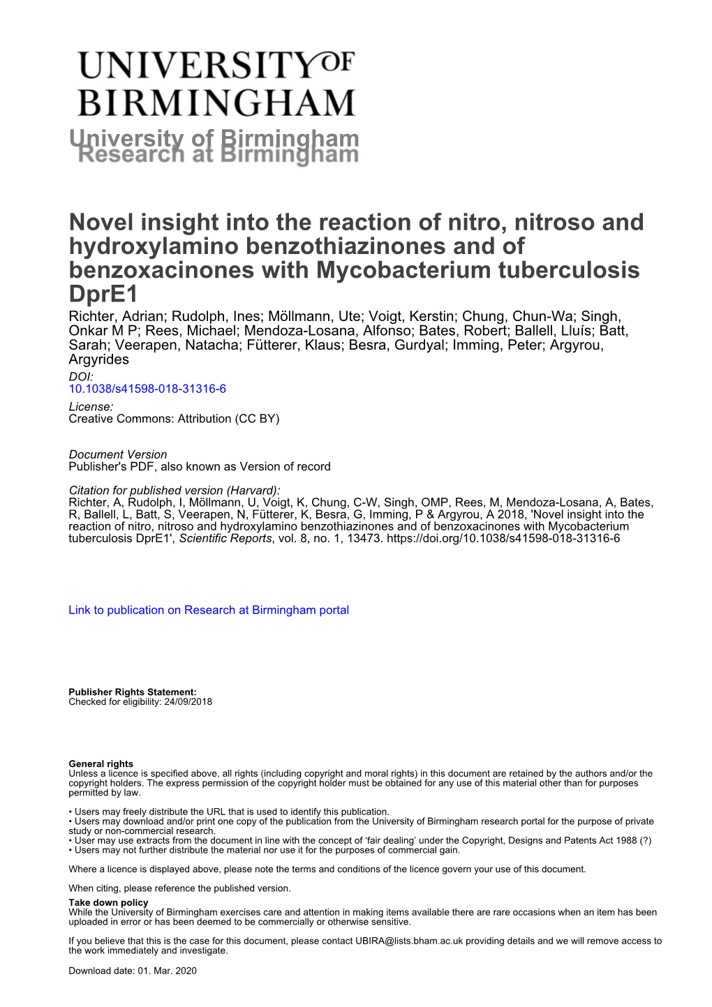 Novel Insight Into the Reaction of Nitro, Nitroso and Hydroxylamino