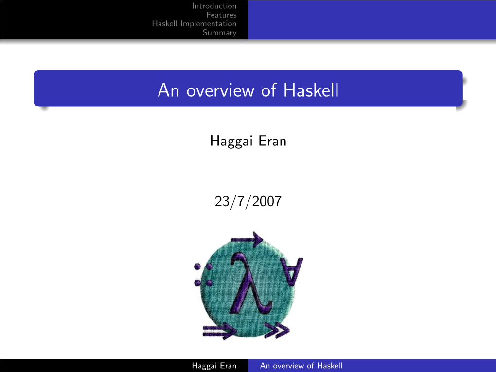 An Overview of Haskell