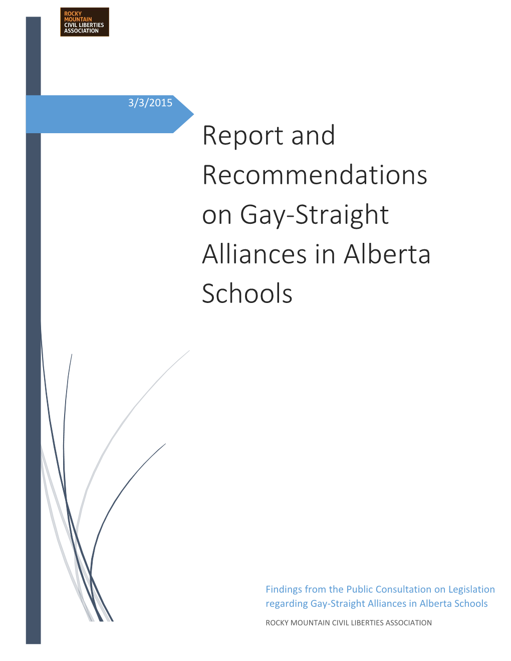 Report and Recommendations on Gay-Straight Alliances in Alberta Schools