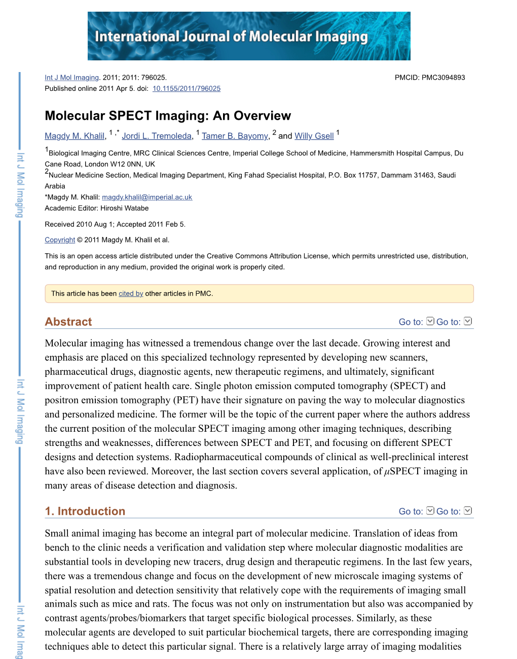 Molecular SPECT Imaging: an Overview