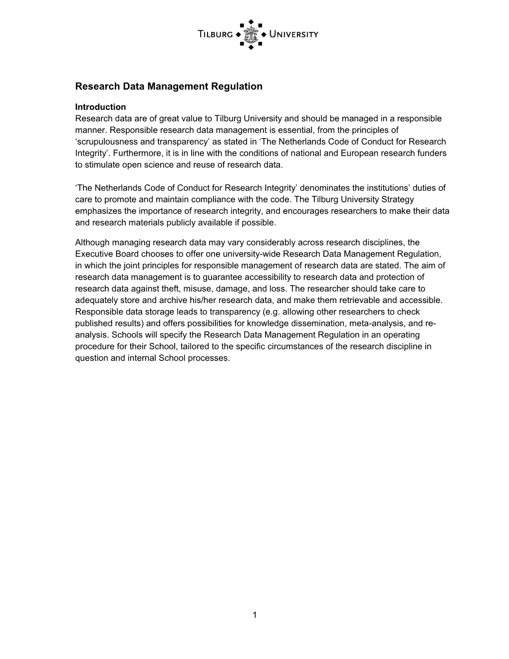 Research Data Management Regulation