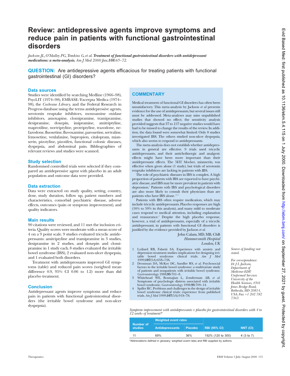 Antidepressive Agents Improve Symptoms and Reduce Pain in Patients with Functional Gastrointestinal Disorders