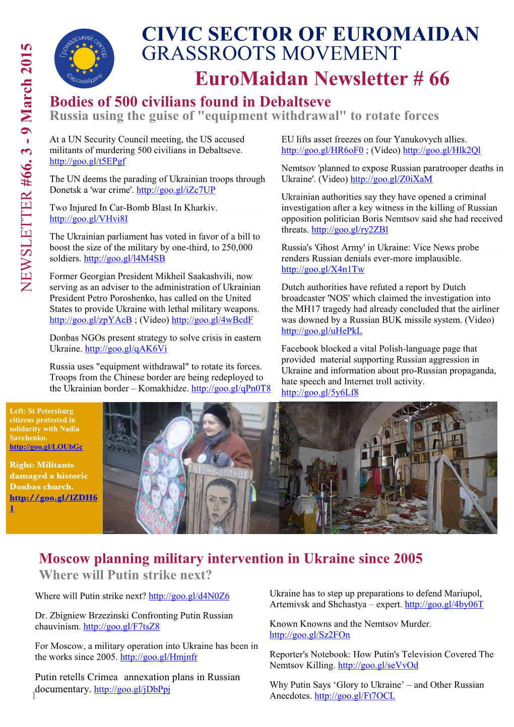 Euromaidan Newsletter # 66 CIVIC SECTOR of EUROMAIDAN