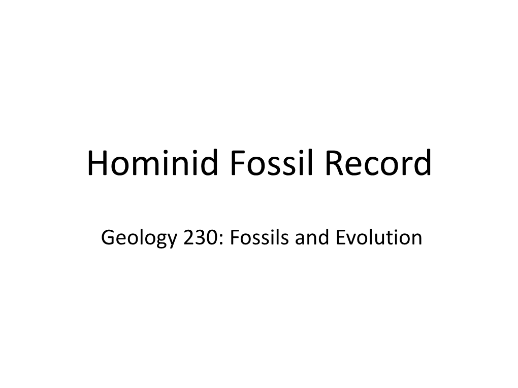 Hominid Fossil Record