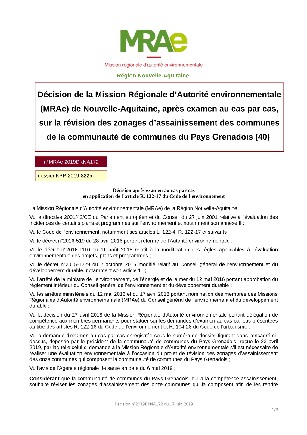 Décision De La Mission Régionale D'autorité Environnementale (Mrae