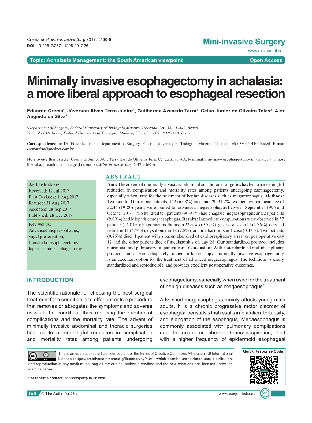 Minimally Invasive Esophagectomy in Achalasia: a More Liberal Approach to Esophageal Resection