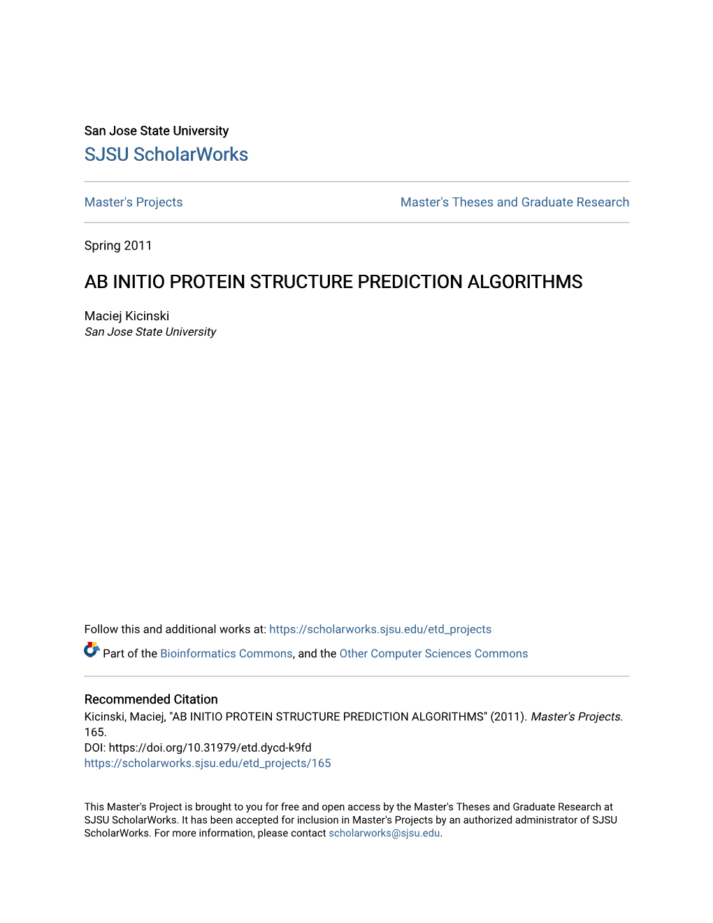 Ab Initio Protein Structure Prediction Algorithms