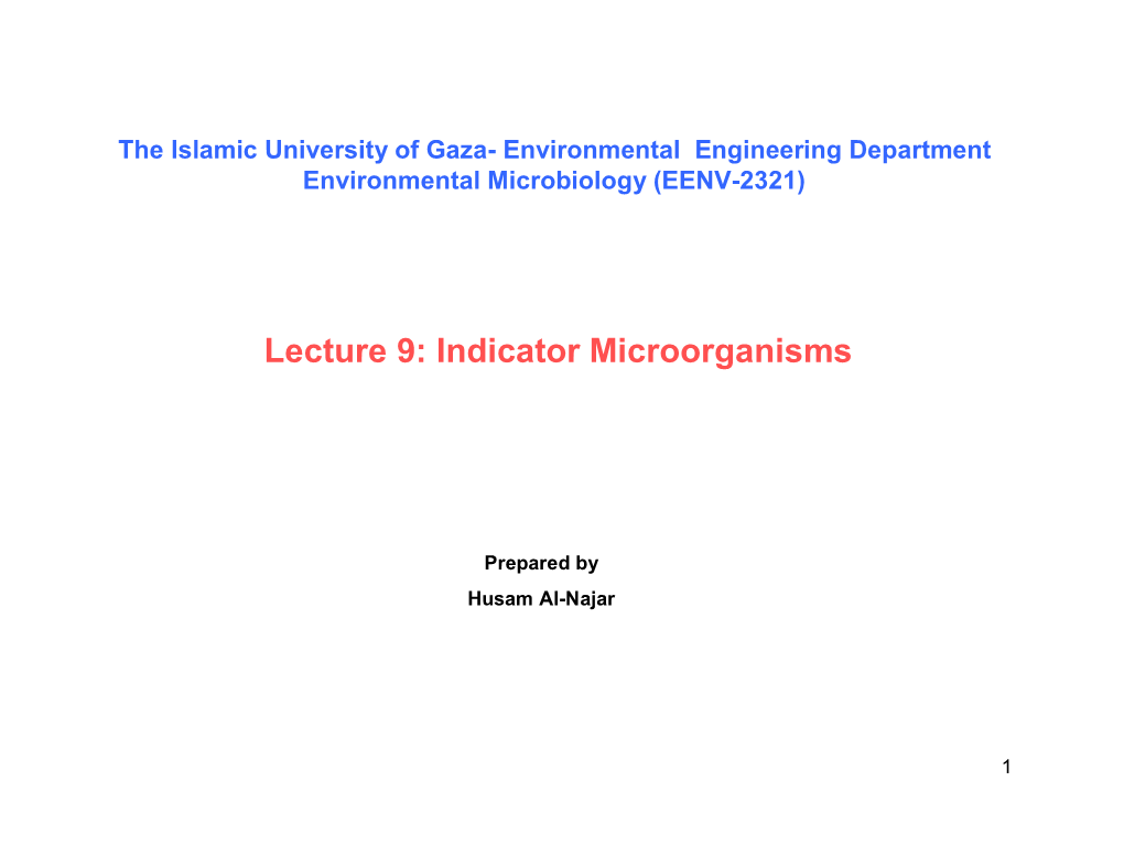 L9. Indicator Microorganisms