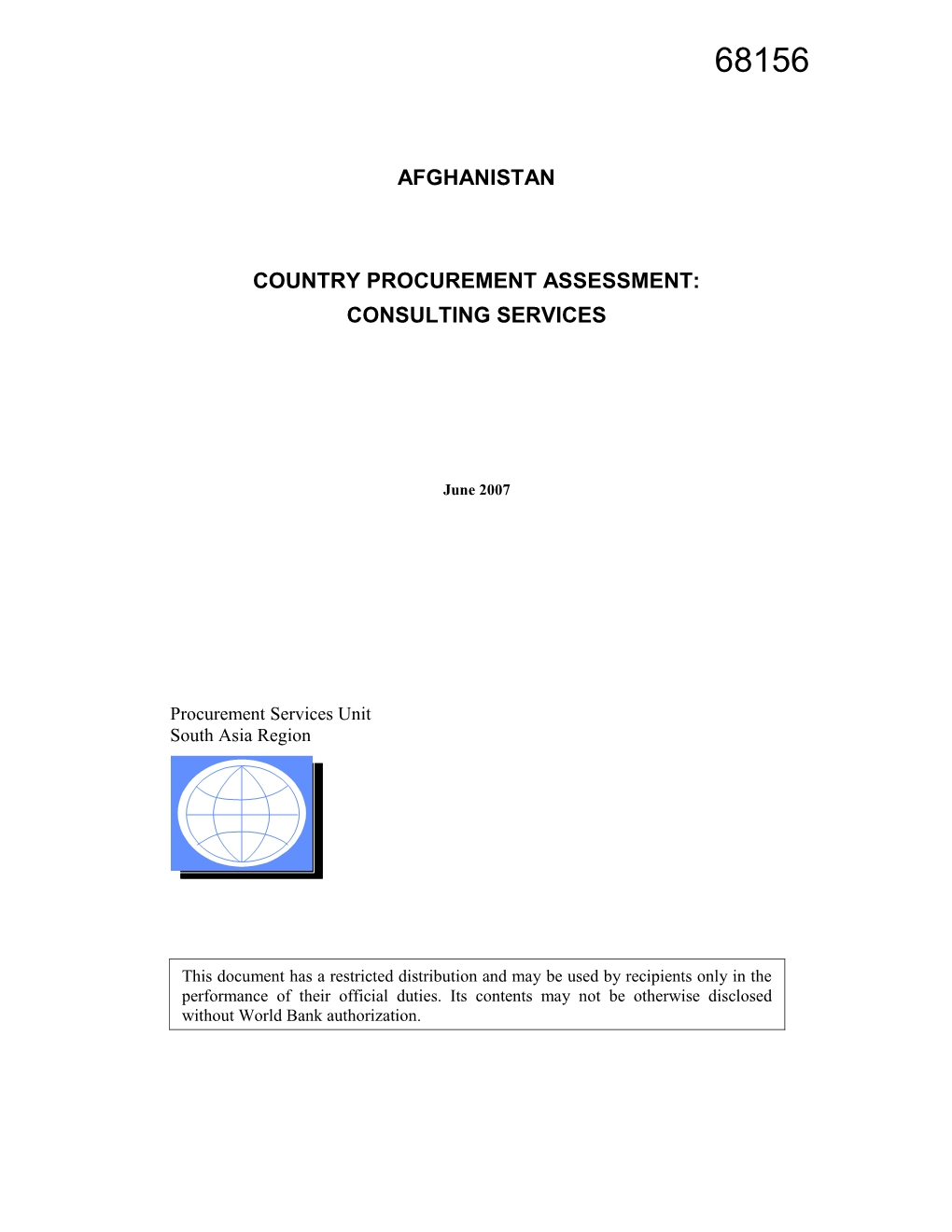 Afghanistan Country Procuement Assessment Report