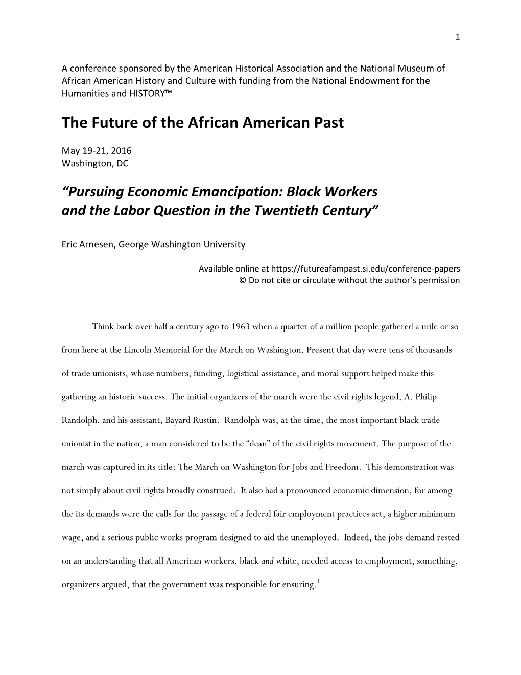 The Future of the African American Past Conference