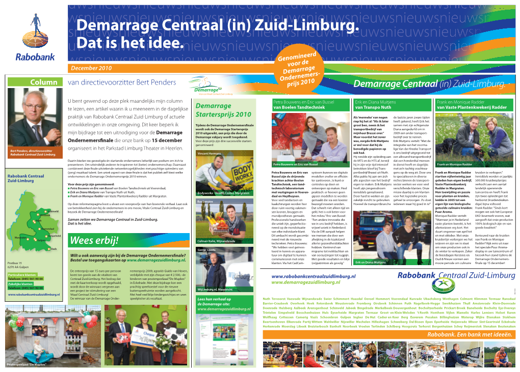 Demarrage Centraal (In) Zuid-Limburg. Dat Is Het Idee