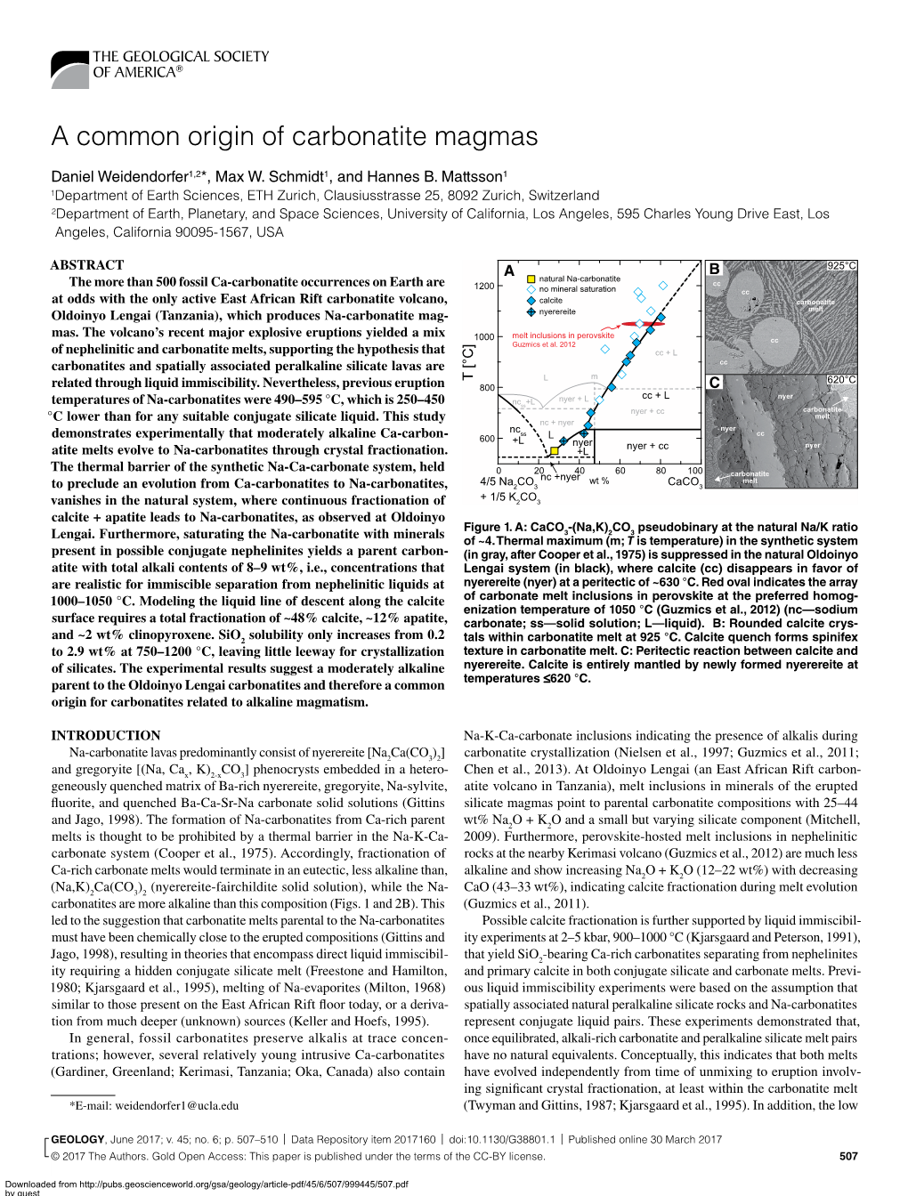 A Common Origin of Carbonatite Magmas