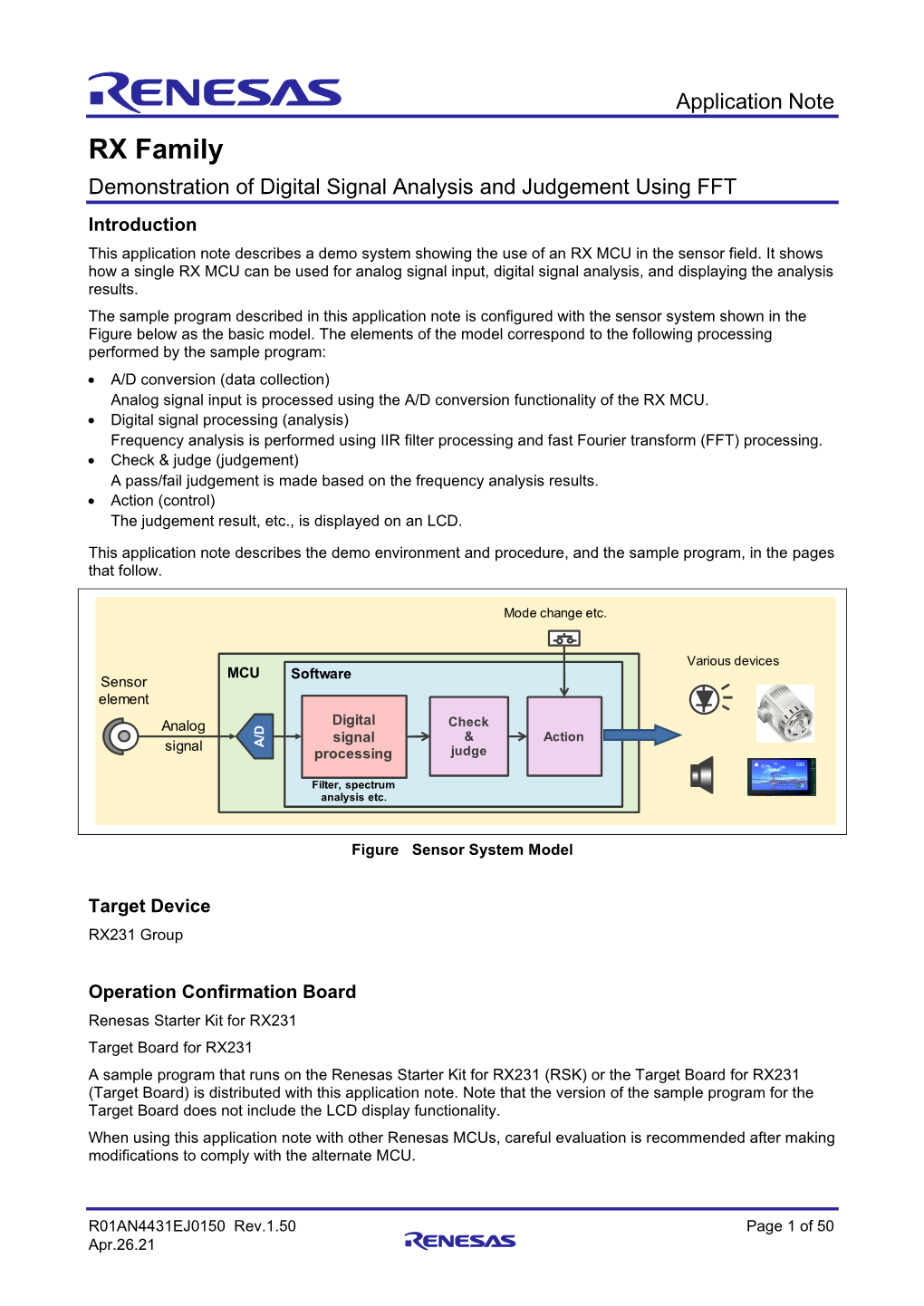 RX Family Demonstration of Digital Signal Analysis and Judgement