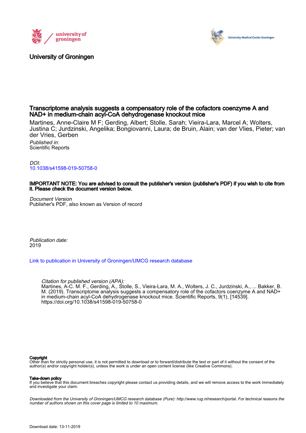 Transcriptome Analysis Suggests a Compensatory Role of The