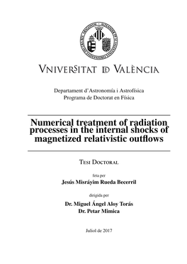 Numerical Treatment of Radiation Processes in the Internal Shocks of Magnetized Relativistic Outﬂows