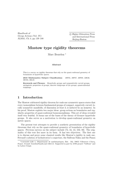 Mostow Type Rigidity Theorems