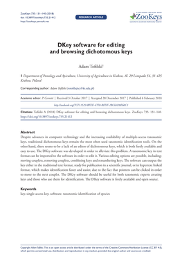 Dkey Software for Editing and Browsing Dichotomous Keys