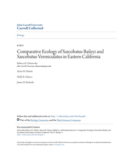 Comparative Ecology of Sarcobatus Baileyi and Sarcobatus Vermiculatus in Eastern California Rebecca E