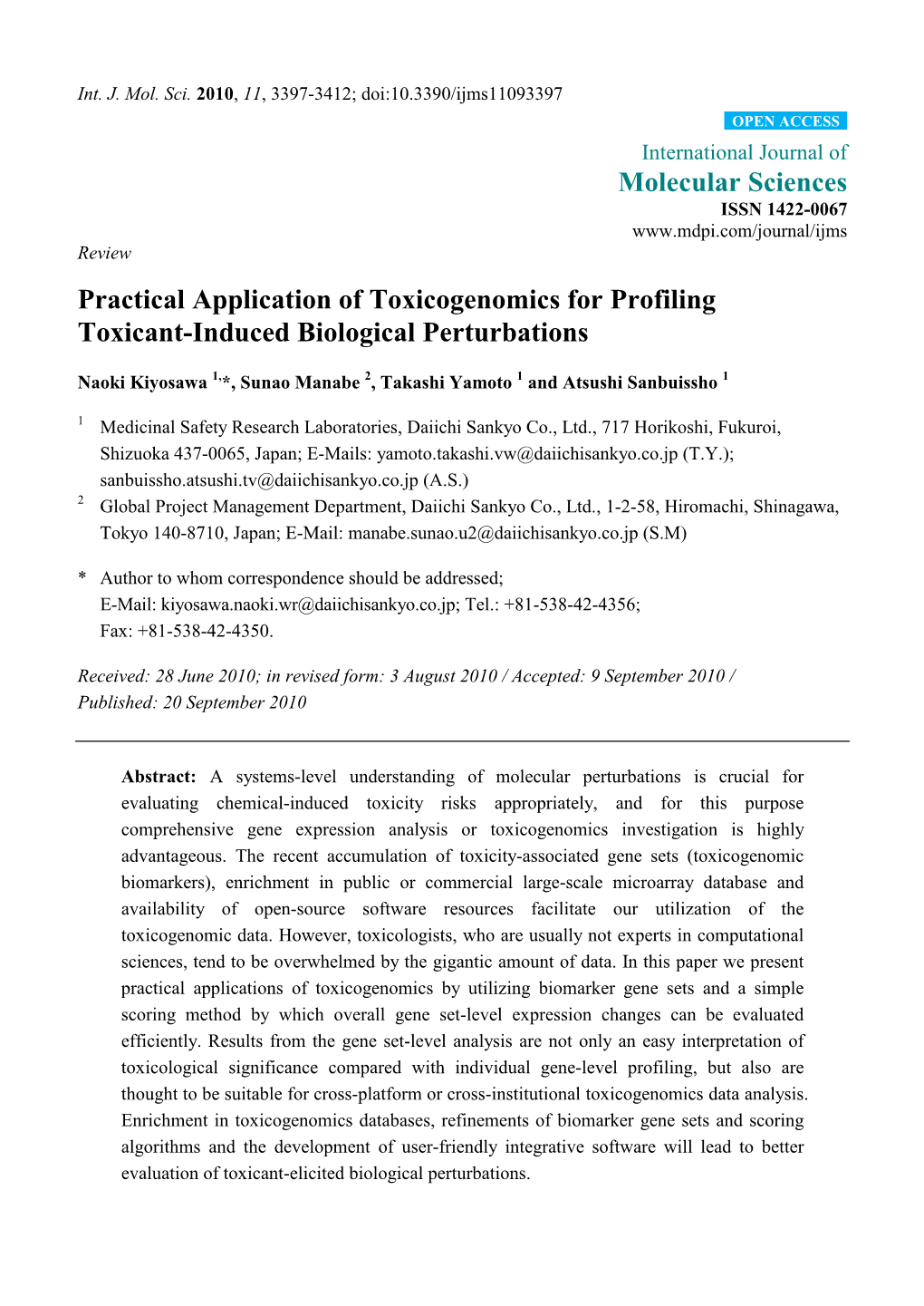 Practical Application of Toxicogenomics for Profiling Toxicant-Induced Biological Perturbations