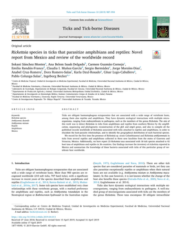 Rickettsia Species in Ticks That Parasitize Amphibians and Reptiles