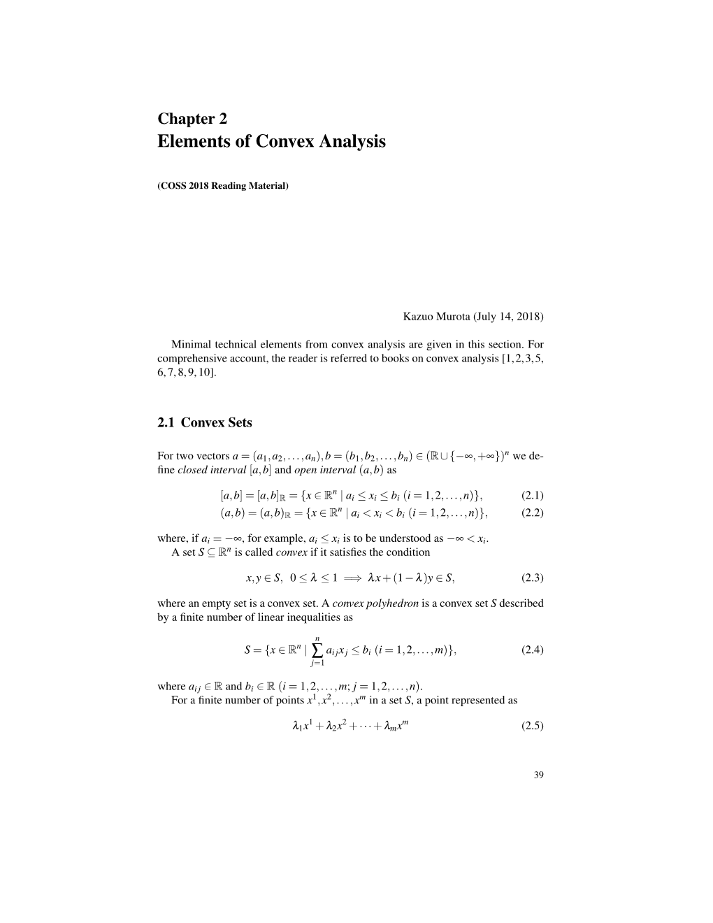 Elements of Convex Analysis