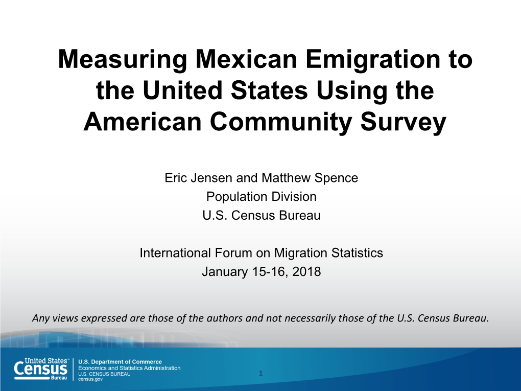 Measuring Mexican Emigration to the United States Using the American Community Survey