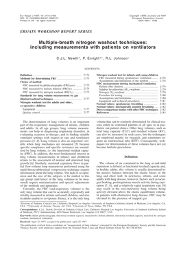 Multiple-Breath Nitrogen Washout Techniques: Including Measurements with Patients on Ventilators