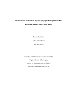 Environmental Preferences, Impacts and Population Dynamics of The
