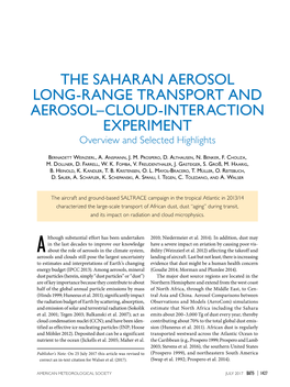 THE SAHARAN AEROSOL LONG-RANGE TRANSPORT and AEROSOL–CLOUD-INTERACTION EXPERIMENT Overview and Selected Highlights