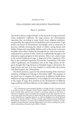 Yoga Powers and Religious Traditions Knut a Jacobsen