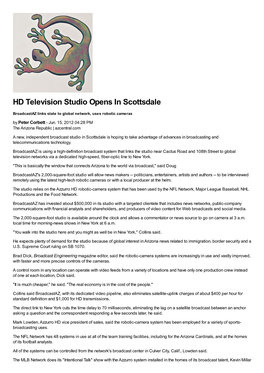 HD Television Studio Opens in Scottsdale