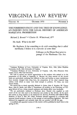 The Forbidden Fruit and the Tree of Knowledge: an Inquiry Into the Legal History of American Marijuana Prohibition
