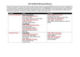 2013 SCBA STAR Award Winners