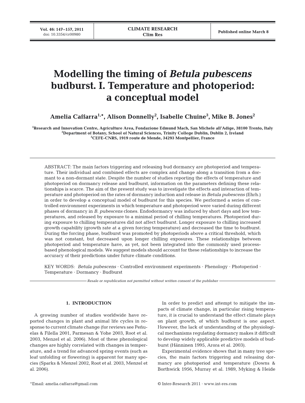 Modelling the Timing of Betula Pubescens Budburst. I. Temperature and Photoperiod: a Conceptual Model