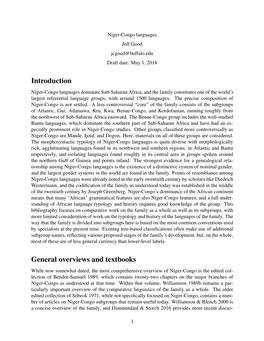 Niger-Congo Languages Jeff Good Jcgood@Buffalo.Edu Draft Date: May 1, 2018