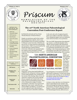 Priscum NEWSLETTER of the PALEONTOLOGICAL SOCIETY