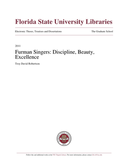 Furman Singers: Discipline, Beauty, Excellence Troy David Robertson
