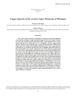 Copper Deposits of the Western Upper Peninsula of Michigan