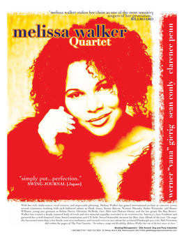 Melissa Walker Stakes Her Claim As One of the Most Sensitive Singers of Her Generation.” BILLBOARD Melissa Walker Quartet