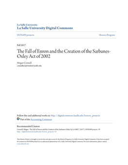 The Fall of Enron and the Creation of the Sarbanes-Oxley Act of 2002