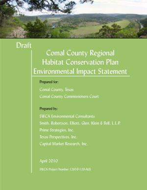 Comal County Regional Habitat Conservation Plan Environmental Impact Statement