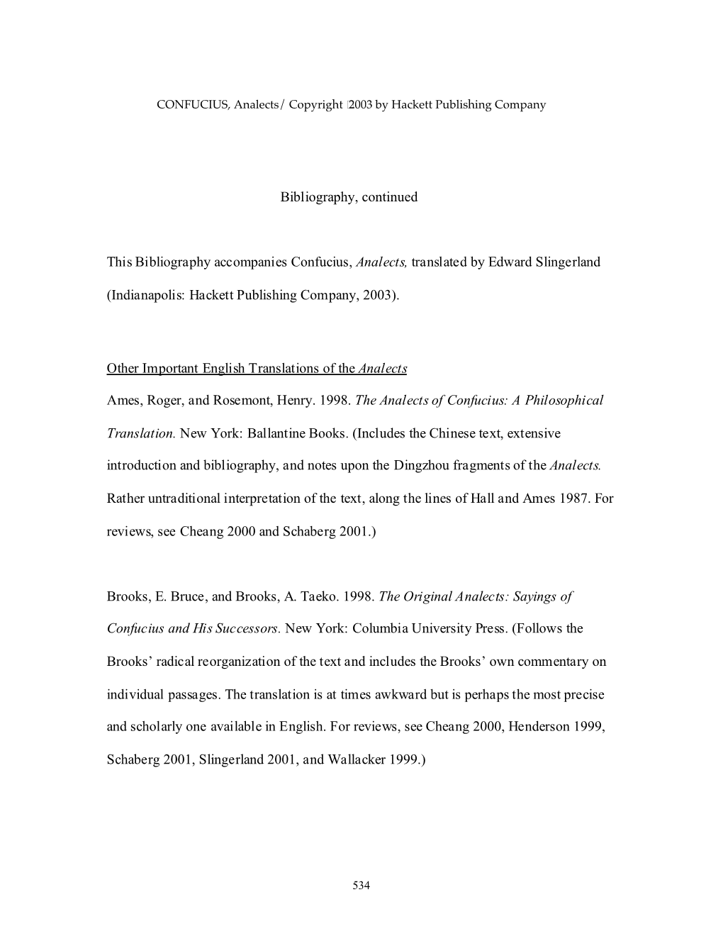 Analects Bibliography-Other