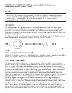 PROCAINAMIDE HYDROCHLORIDE- Procainamide Hydrochloride Injection International Medication Systems, Limited ------Rx Only
