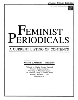 Eminist Eriodicals a Current Listing of Contents