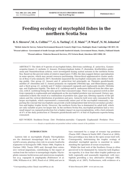 Feeding Ecology of Myctophid Fishes in the Northern Scotia Sea