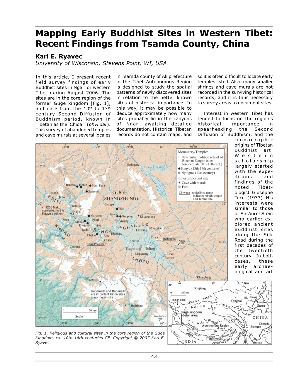 Mapping Early Buddhist Sites in Western Tibet: Recent Findings from Tsamda County, China Karl E